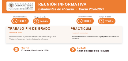 10 de Septiembre Reunión Informativa para Estudiantes 4º : Practicum y TFG